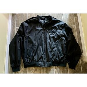 Authentic Members Only Full Zip Vintage Men's Black Racer Lined Jacket Size L